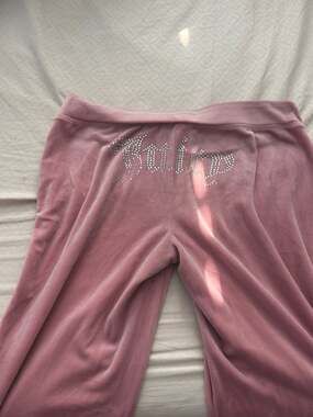 Juicy Couture Pink Velour Rhinestone Bling Tracksuit Set Size S